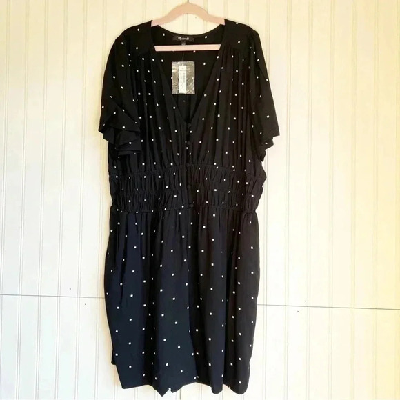 Madewell Size 10 Black Sophia Romper in Square Spot NEW! - Picture 3 of 6